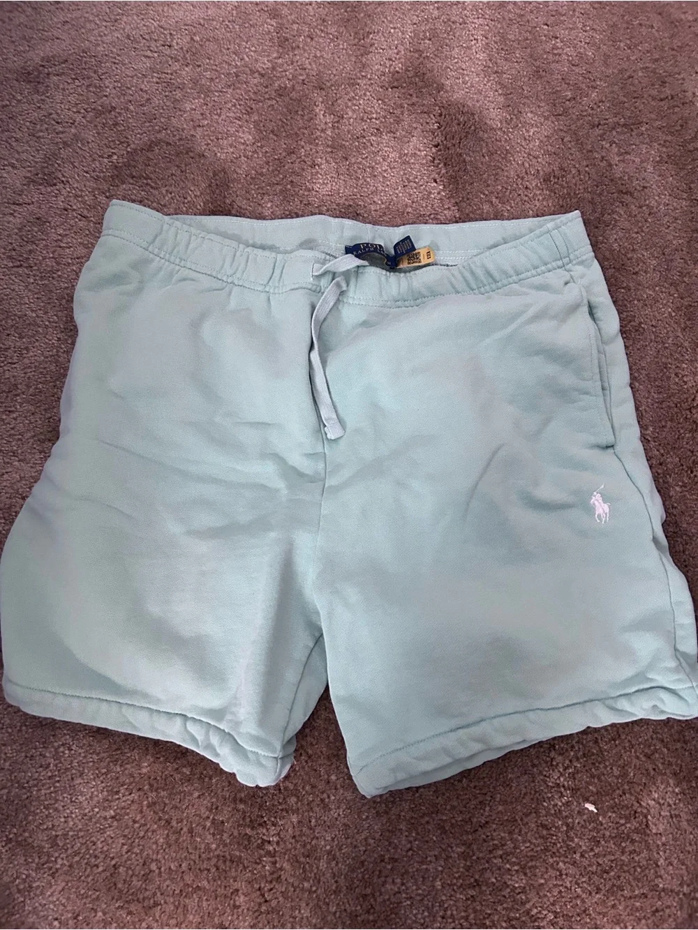 Ralph Lauren Light Aqua Kids Shorts with White Pony Logo